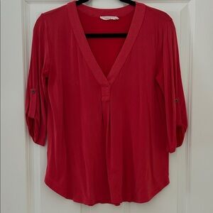 Lush Red V-Neck Blouse